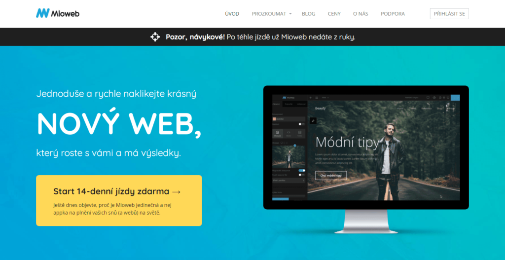 MioWeb.cz WYSIWYG editor webových stránok