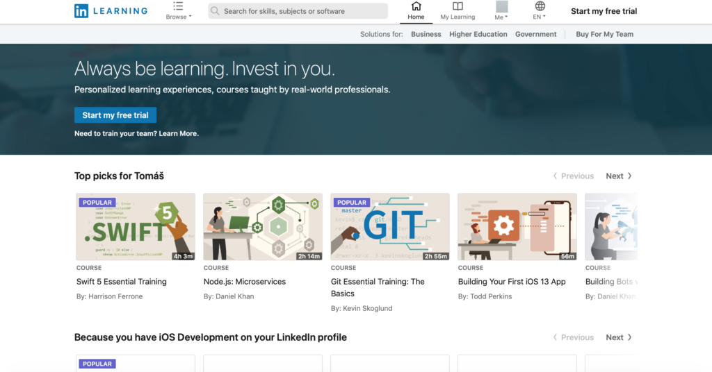 Linkedin Learning online kurzy