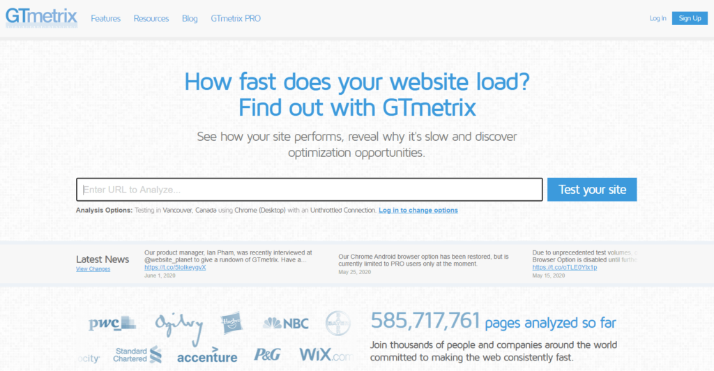 Nástroj na meranie rýchlosti webových stránok GTmetrix.com