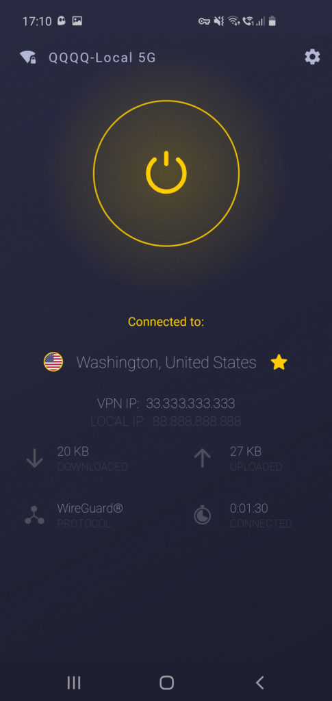 Recenzie CyberGhost VPN aplikácia pre Android - parametre pripojenia