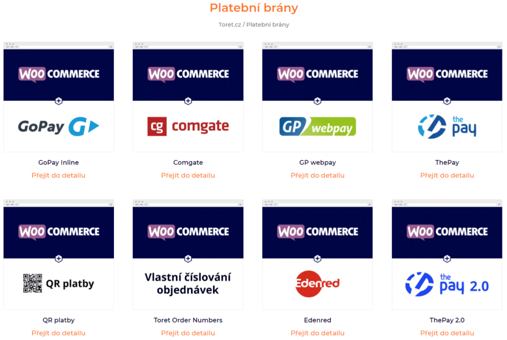 Integrační pluginy Toret na napojenie platobných brán na WooCommerce
