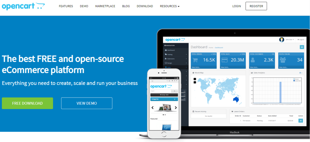 Open source e-shop OpenCart